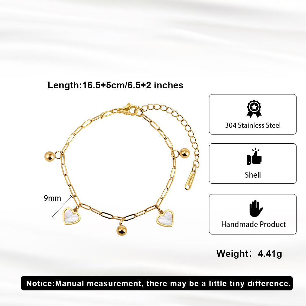 Aura Amour // Mother of Pearl Heart & Bead Shimmer Bracelet
