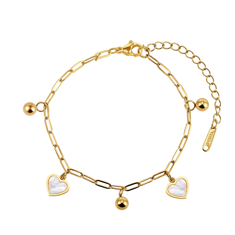 Aura Amour // Mother of Pearl Heart & Bead Shimmer Bracelet