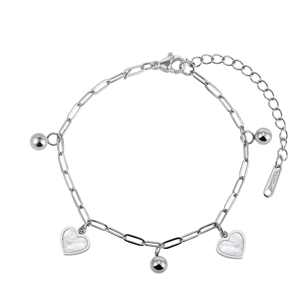Aura Amour // Mother of Pearl Heart & Bead Shimmer Bracelet
