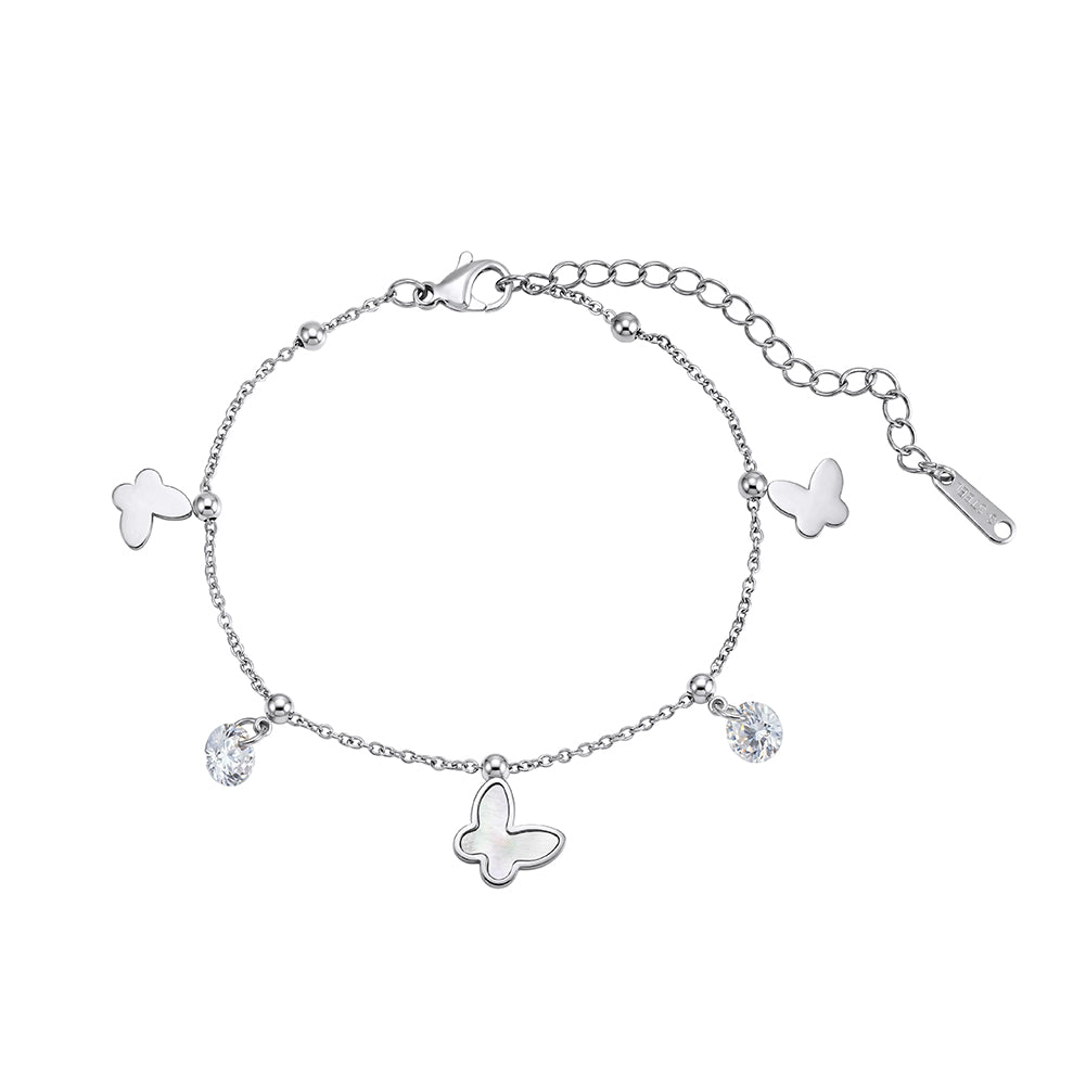 Aura Celestial // Multi-Charm Mother of Pearl & CZ Butterfly Bracelet