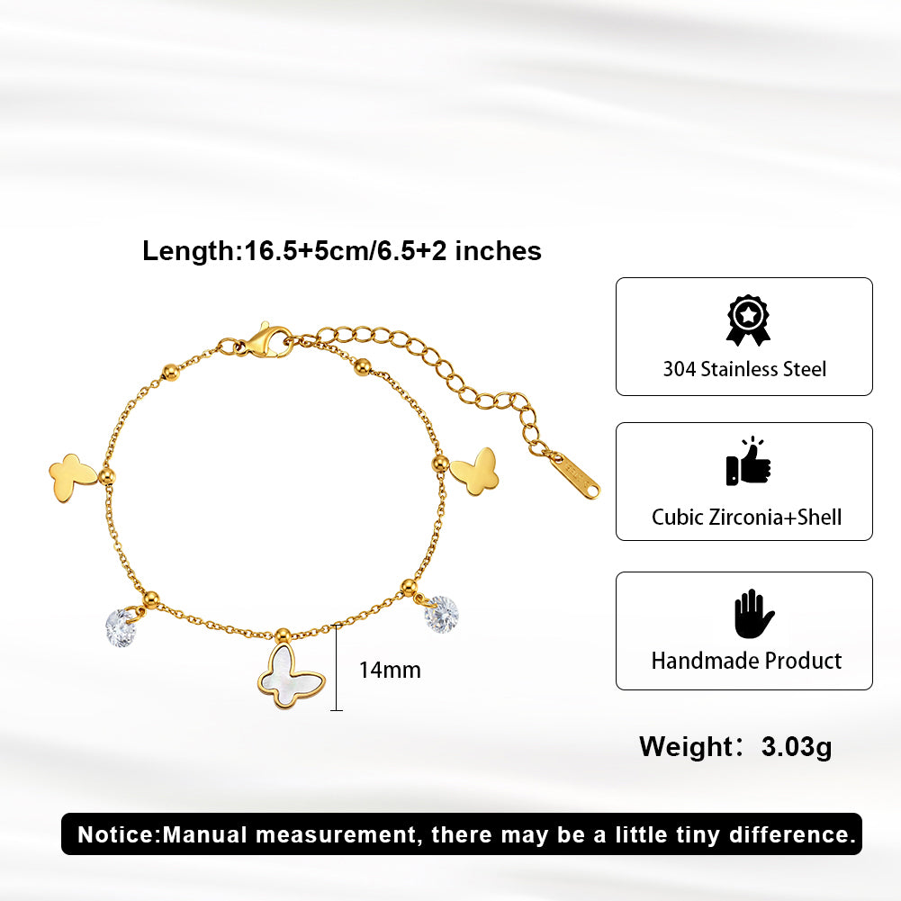 Aura Celestial // Multi-Charm Mother of Pearl & CZ Butterfly Bracelet