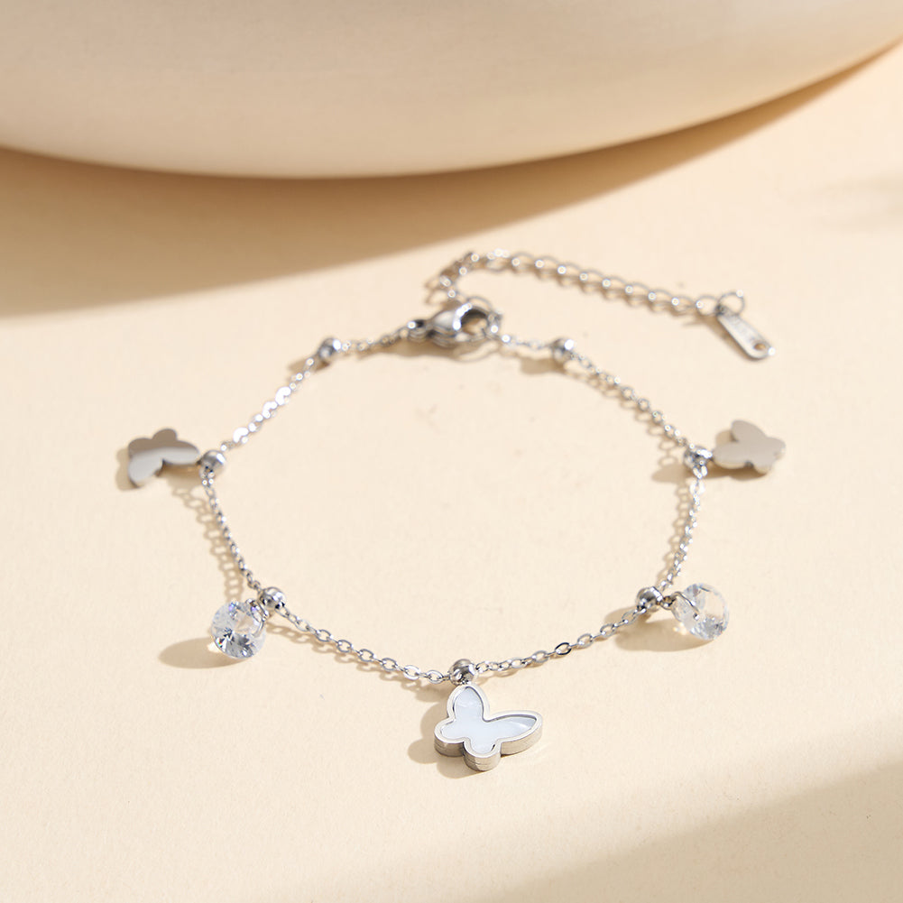 Aura Celestial // Multi-Charm Mother of Pearl & CZ Butterfly Bracelet