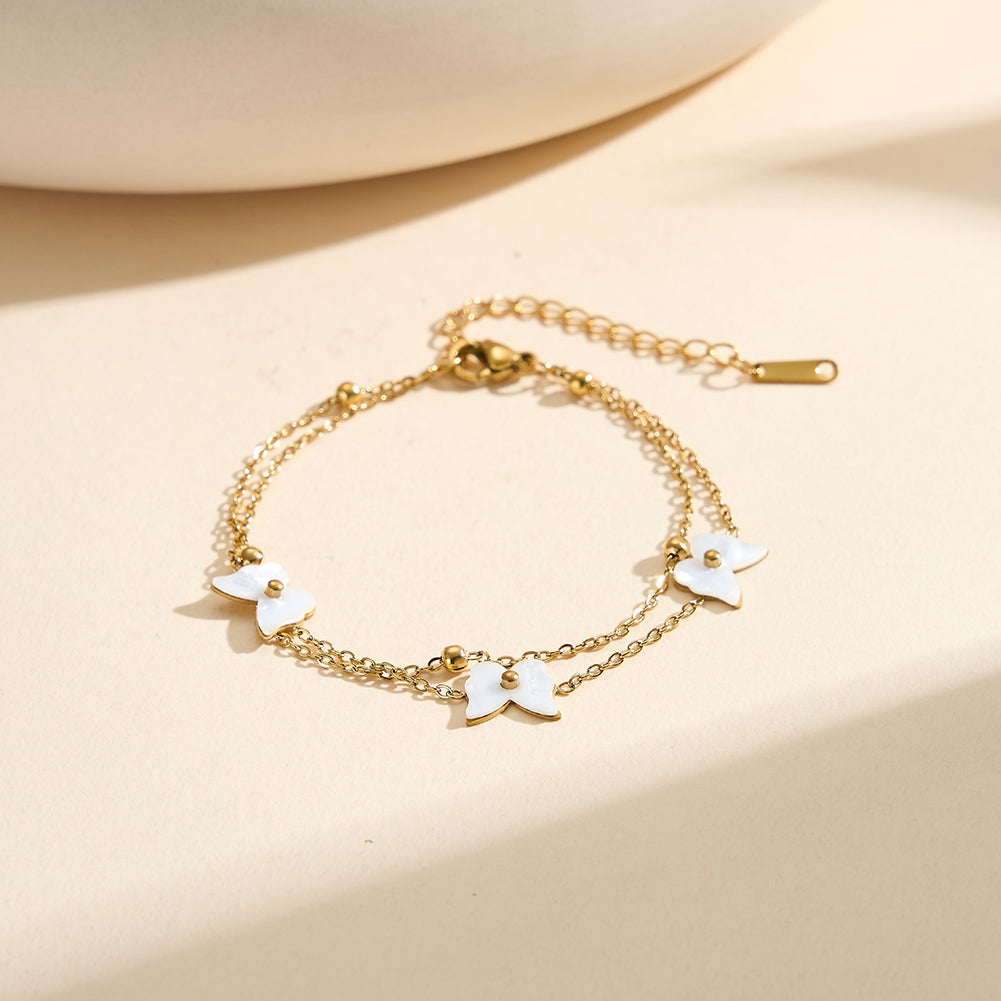 Aura Celestial // Mother of Pearl Butterfly Charm Bracelet