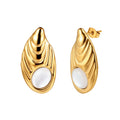 Velvet Oracle // Sculptural Molten Ripple & Cat's Eye Stud Earrings