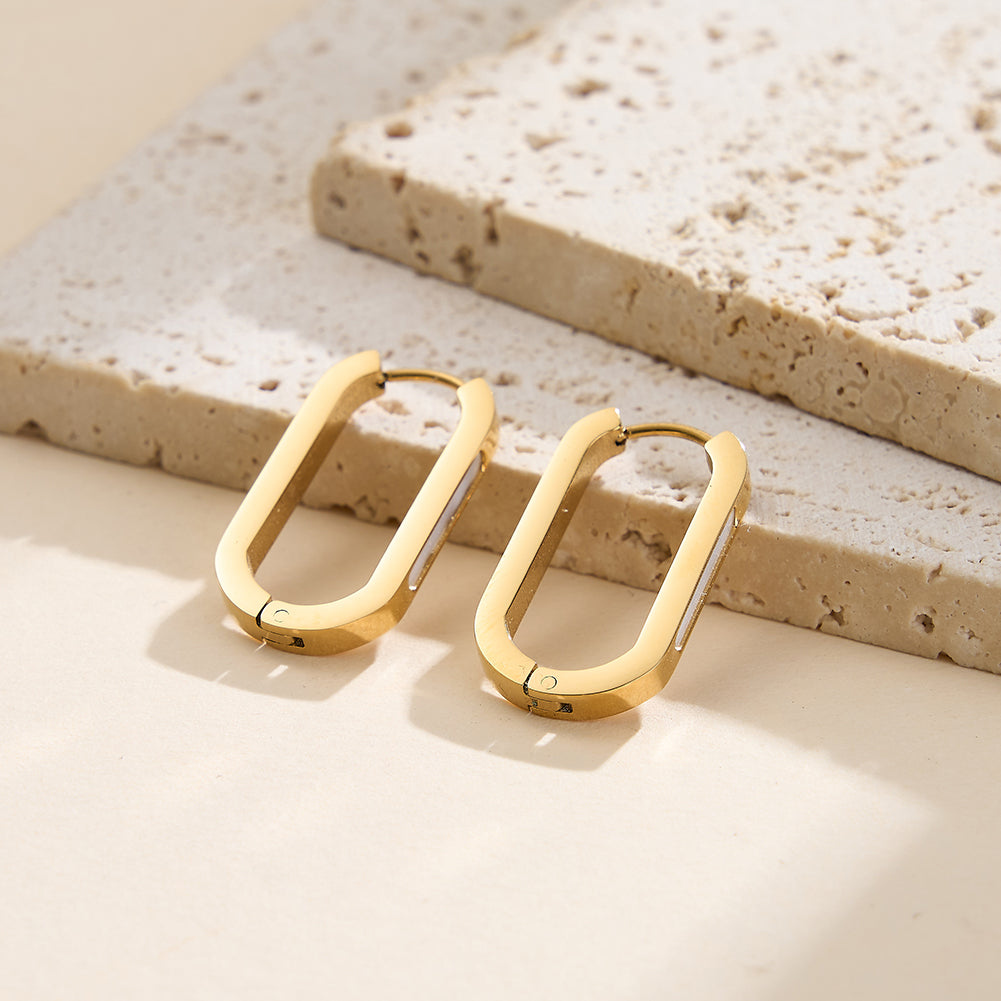 Velvet Meridian // Geometric Rectangular Shell Inlay Hoop Earrings