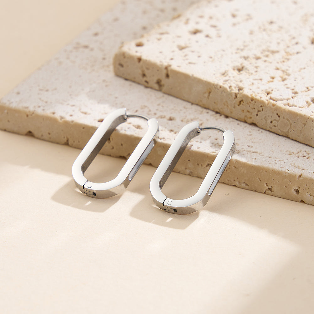 Velvet Meridian // Geometric Rectangular Shell Inlay Hoop Earrings