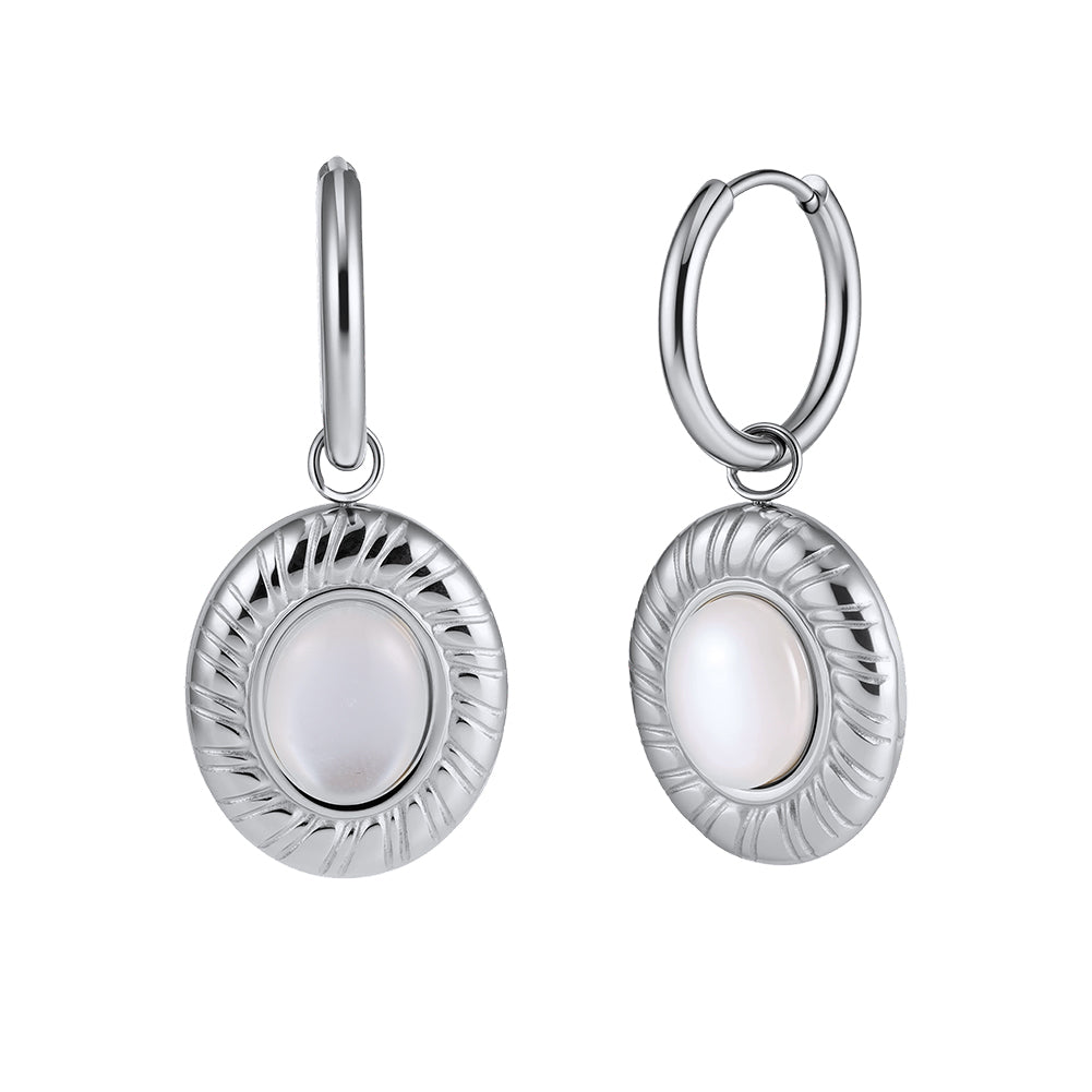 Velvet Oracle // Vintage Sunburst Ray & Cat's Eye Oval Drop Earrings