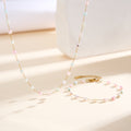 Dainty Pastel Macaron Square Shell Bead Chain Necklace