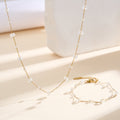 Dainty Faceted White Crystal & Mini Bead Station Chain Necklace