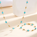 Dainty Faceted Turquoise & Mini Gold Bead Station Chain Necklace