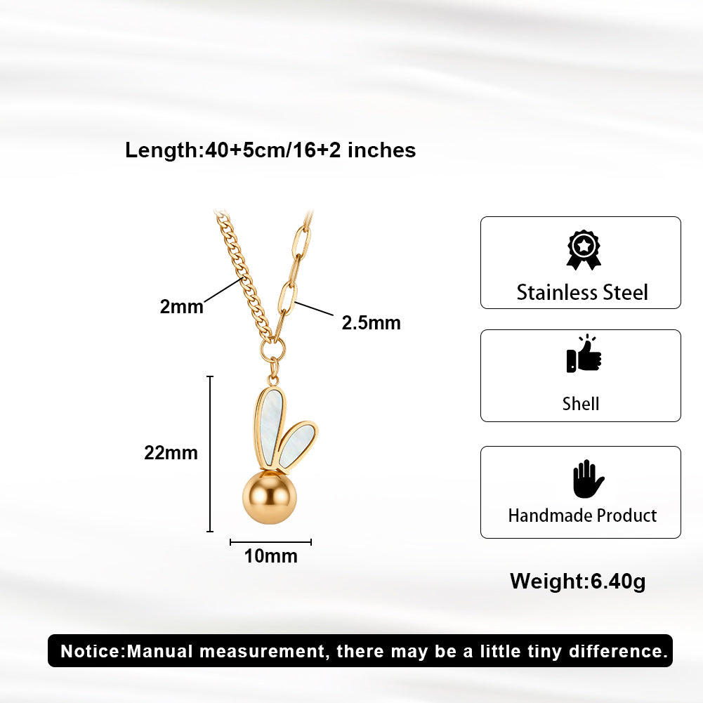 Chic Double-Layer Asymmetric Chain Mother-of-Pearl Bunny Necklace