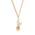 Chic Double-Layer Asymmetric Chain Mother-of-Pearl Bunny Necklace