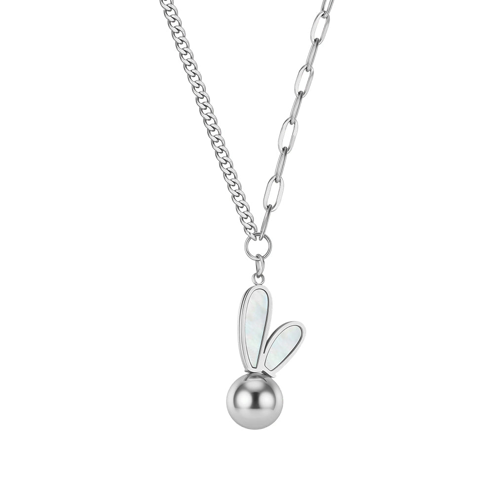 Chic Double-Layer Asymmetric Chain Mother-of-Pearl Bunny Necklace