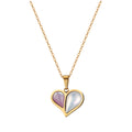 Chic Asymmetric Dual-Color Shell Heart Pendant Necklace