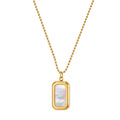 Velvet Meridian // Geometric Rectangular Shell Inlay Tag Necklace