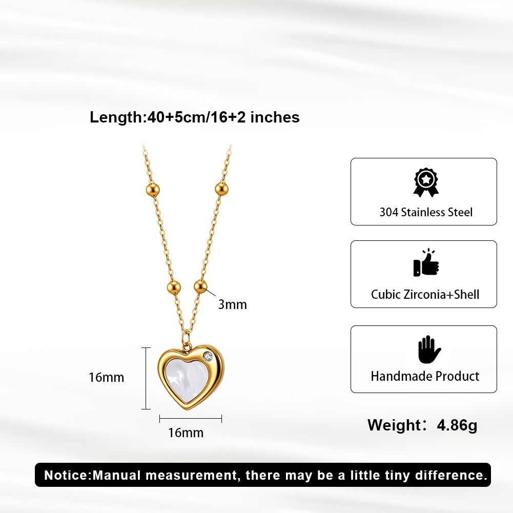 Aura Amour // Sculptural Mother of Pearl & CZ Heart Pendant Necklace