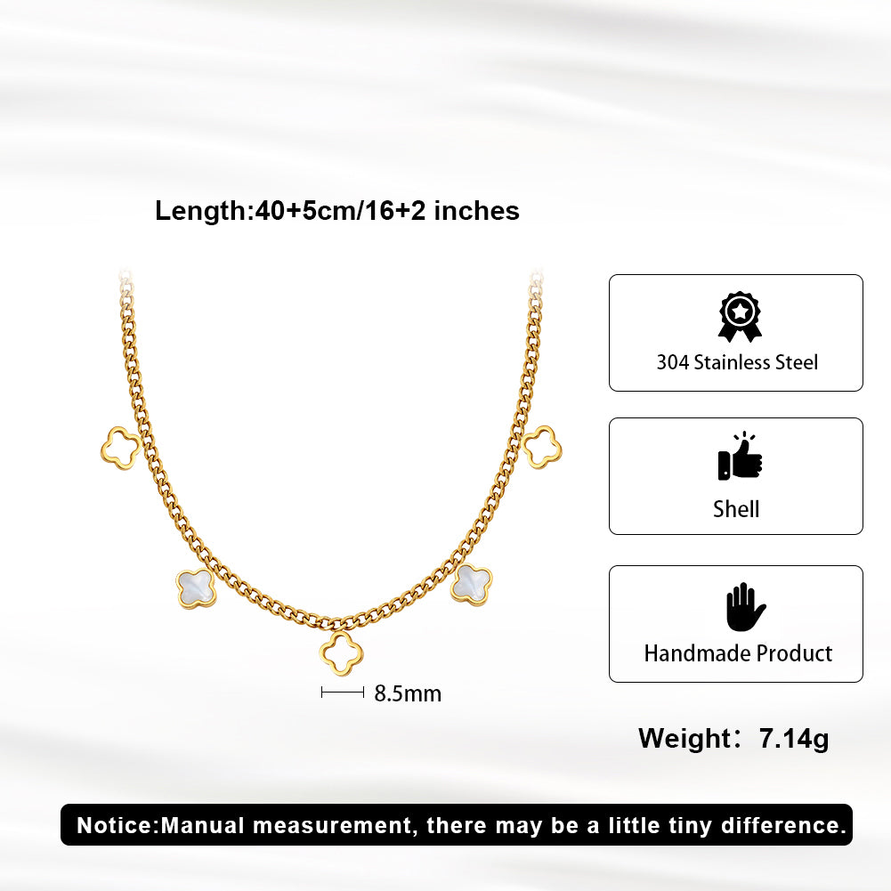 Aura Celestial // Mother of Pearl Clover Multi-Charm Necklace