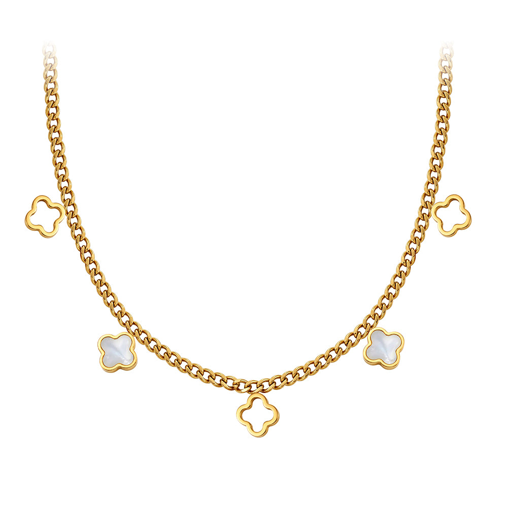 Aura Celestial // Mother of Pearl Clover Multi-Charm Necklace