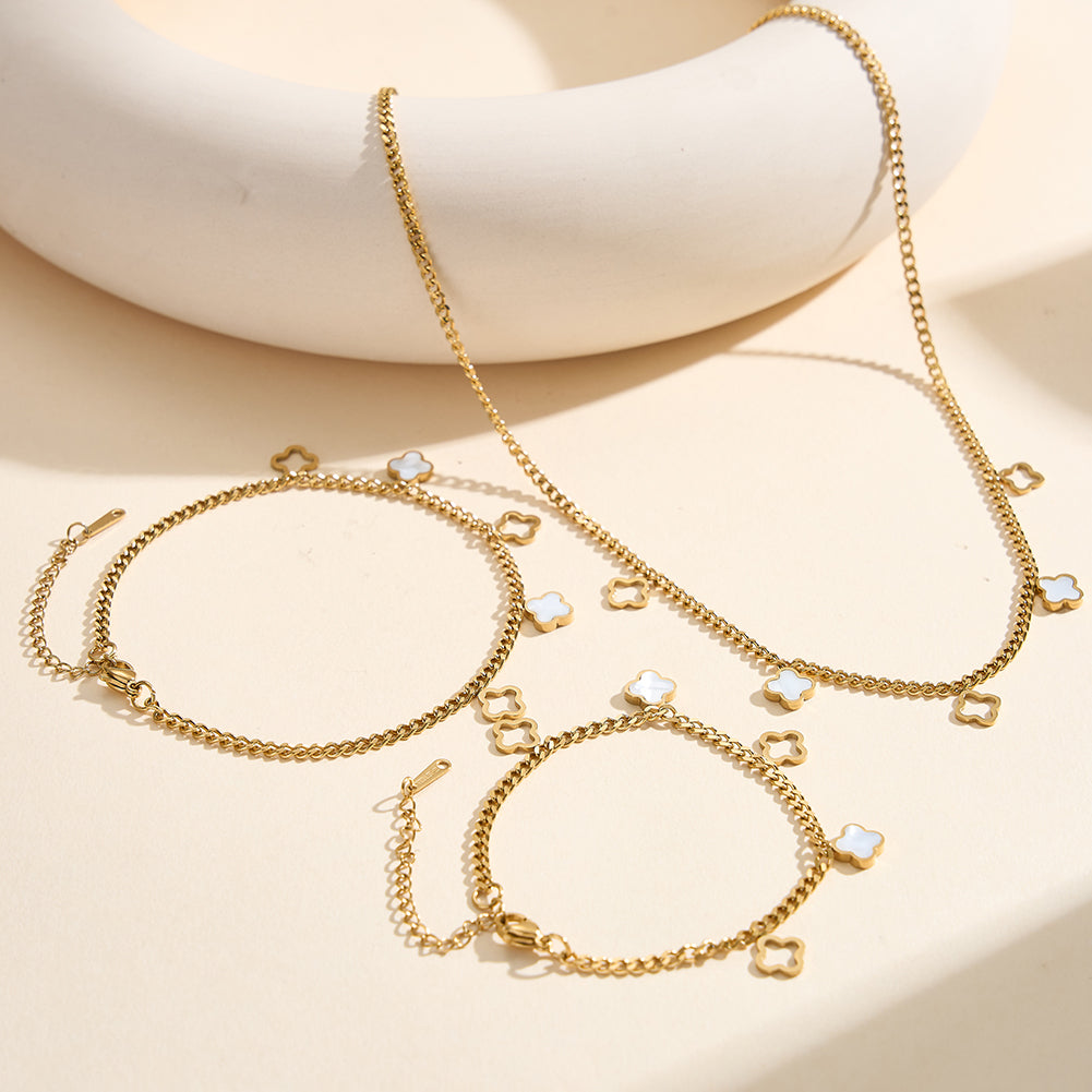 Aura Celestial // Mother of Pearl Clover Multi-Charm Necklace