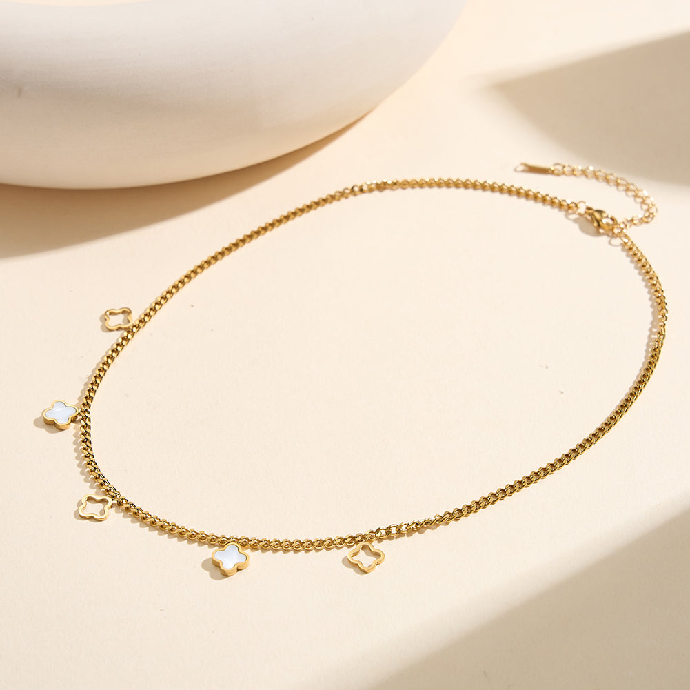 Aura Celestial // Mother of Pearl Clover Multi-Charm Necklace