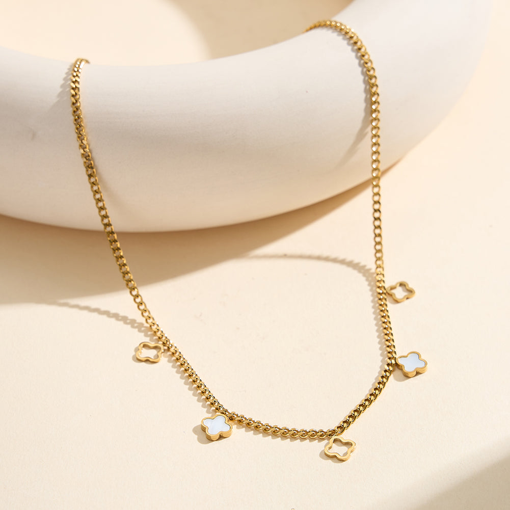 Aura Celestial // Mother of Pearl Clover Multi-Charm Necklace