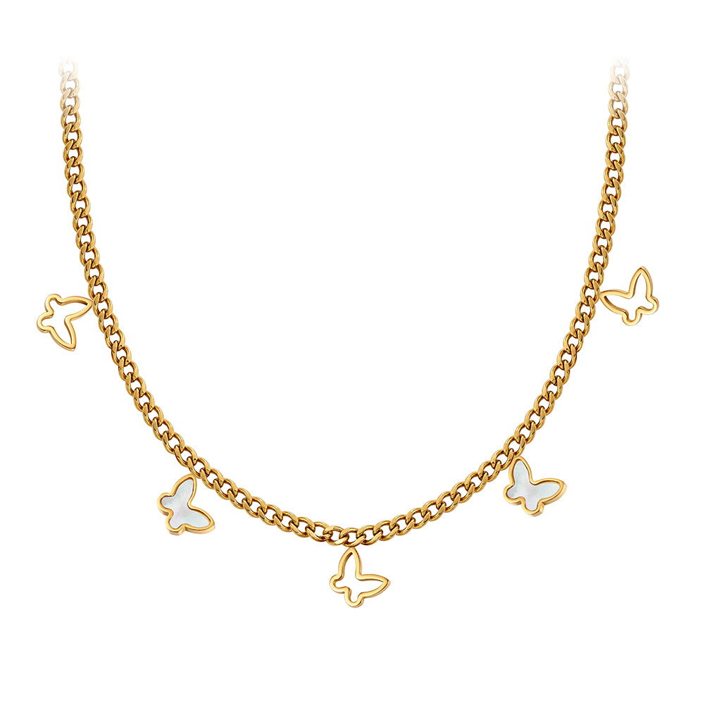 Aura Celestial // Mother of Pearl Butterfly Multi-Charm Necklace