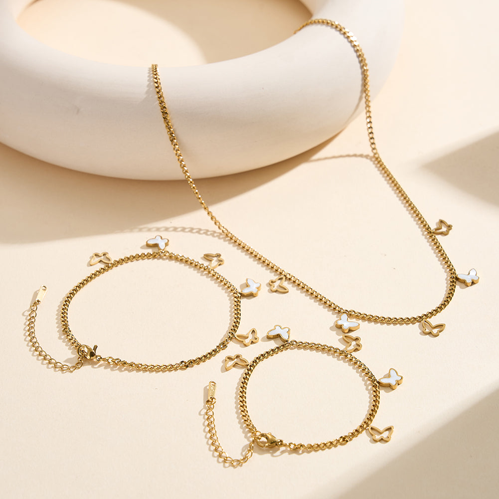 Aura Celestial // Mother of Pearl Butterfly Multi-Charm Necklace