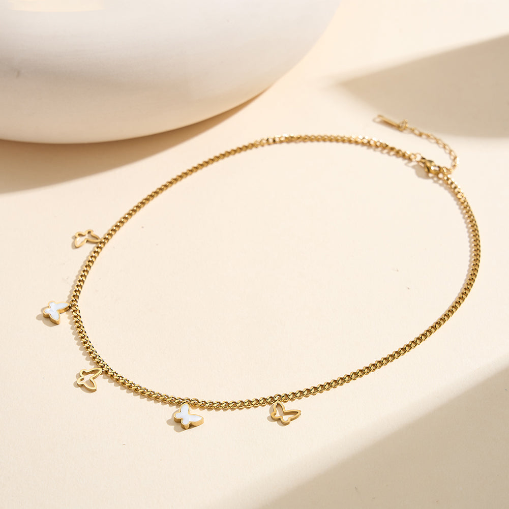 Aura Celestial // Mother of Pearl Butterfly Multi-Charm Necklace