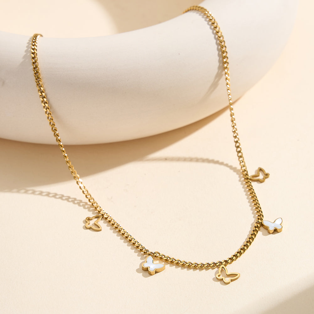 Aura Celestial // Mother of Pearl Butterfly Multi-Charm Necklace