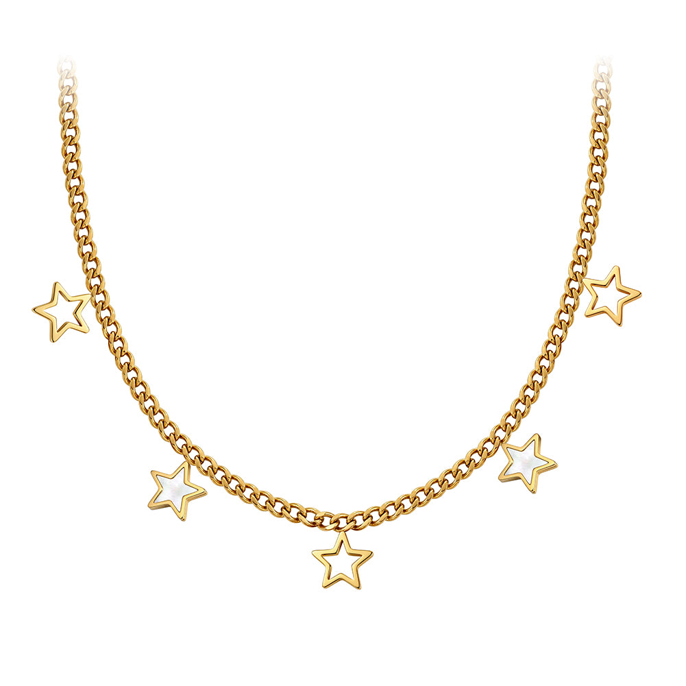 Aura Celestial // Mother of Pearl Star Multi-Charm Necklace