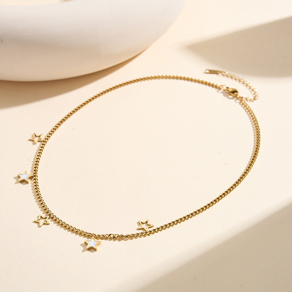 Aura Celestial // Mother of Pearl Star Multi-Charm Necklace