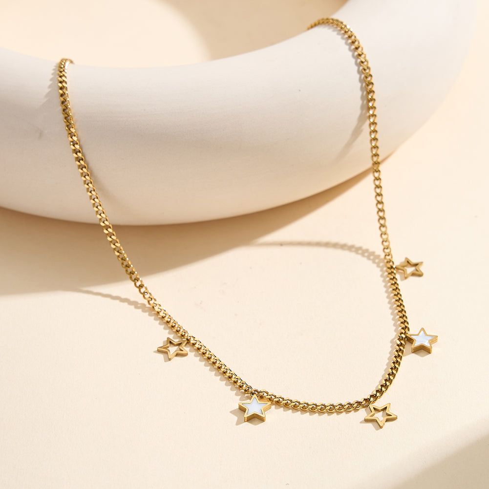 Aura Celestial // Mother of Pearl Star Multi-Charm Necklace