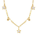 Aura Celestial // Mother of Pearl Star & Bead Shimmer Paperclip Necklace