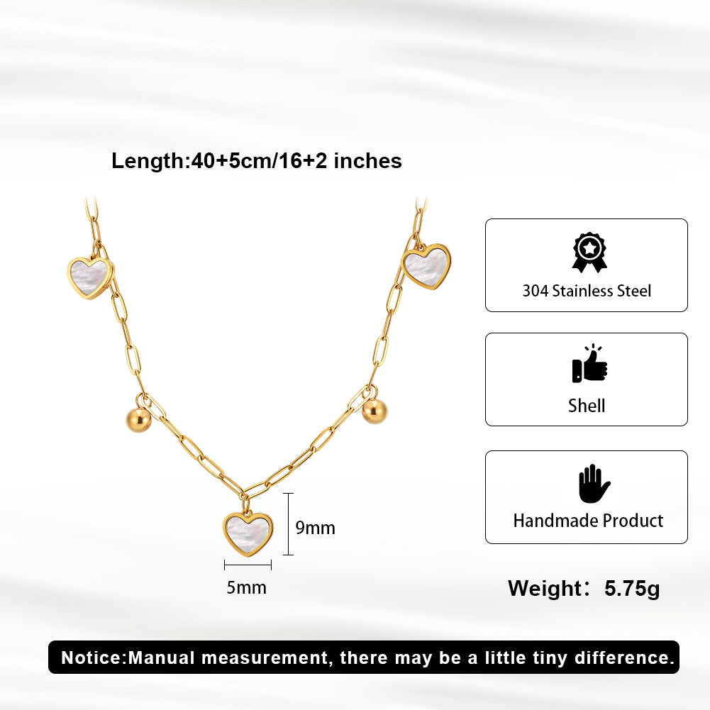 Aura Amour // Mother of Pearl Heart & Bead Shimmer Paperclip Necklace