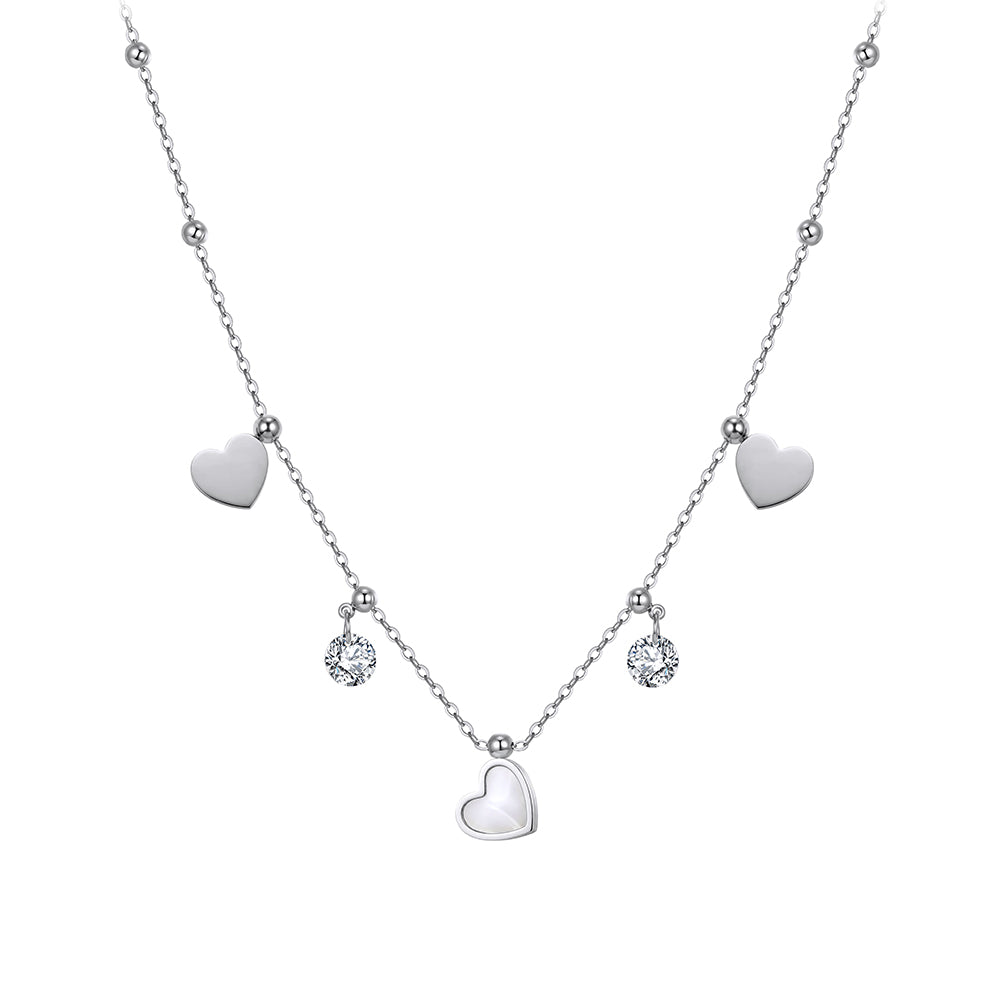 Aura Amour // Multi-Charm Mother of Pearl & CZ Heart Necklace