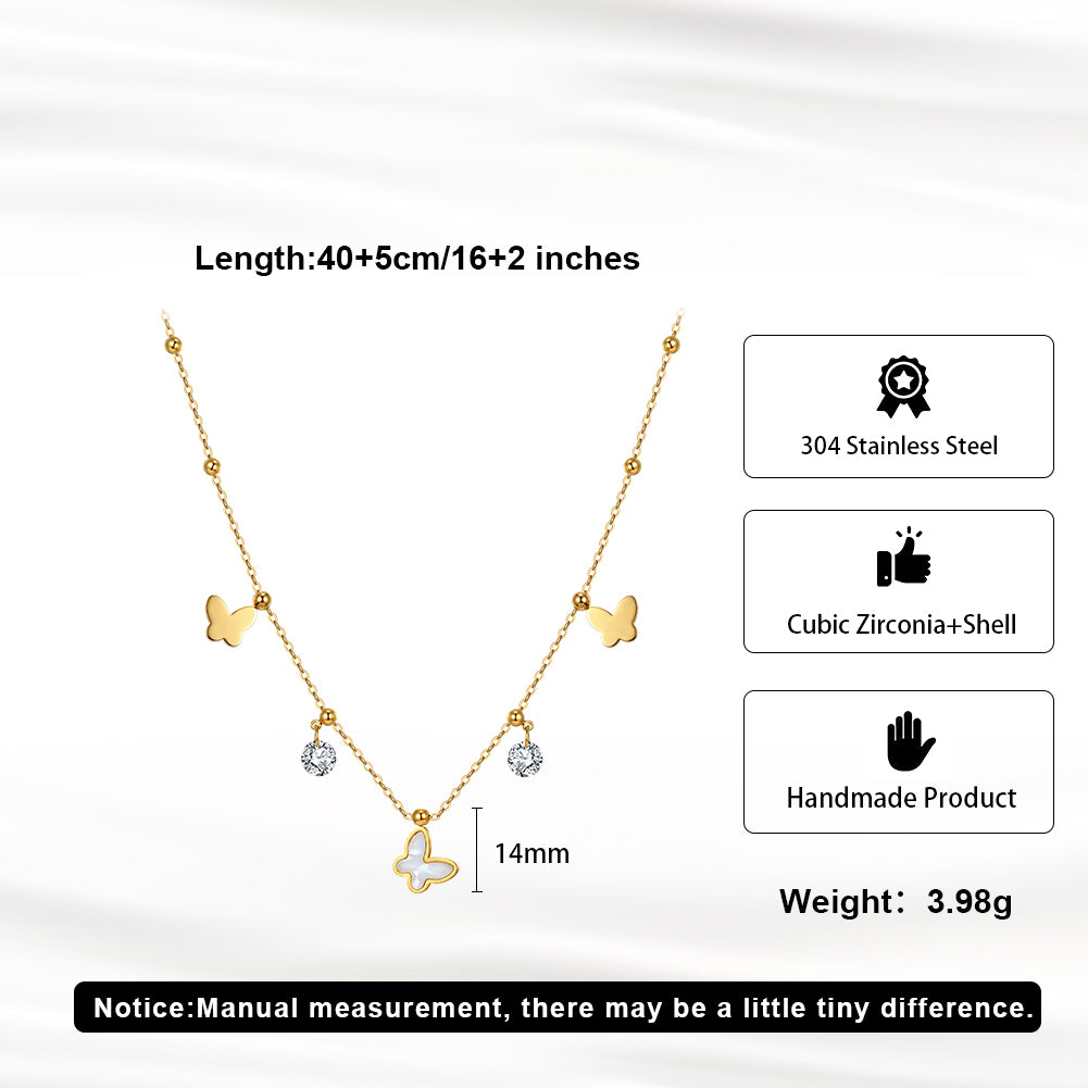 Aura Celestial // Multi-Charm Mother of Pearl & CZ Butterfly Necklace