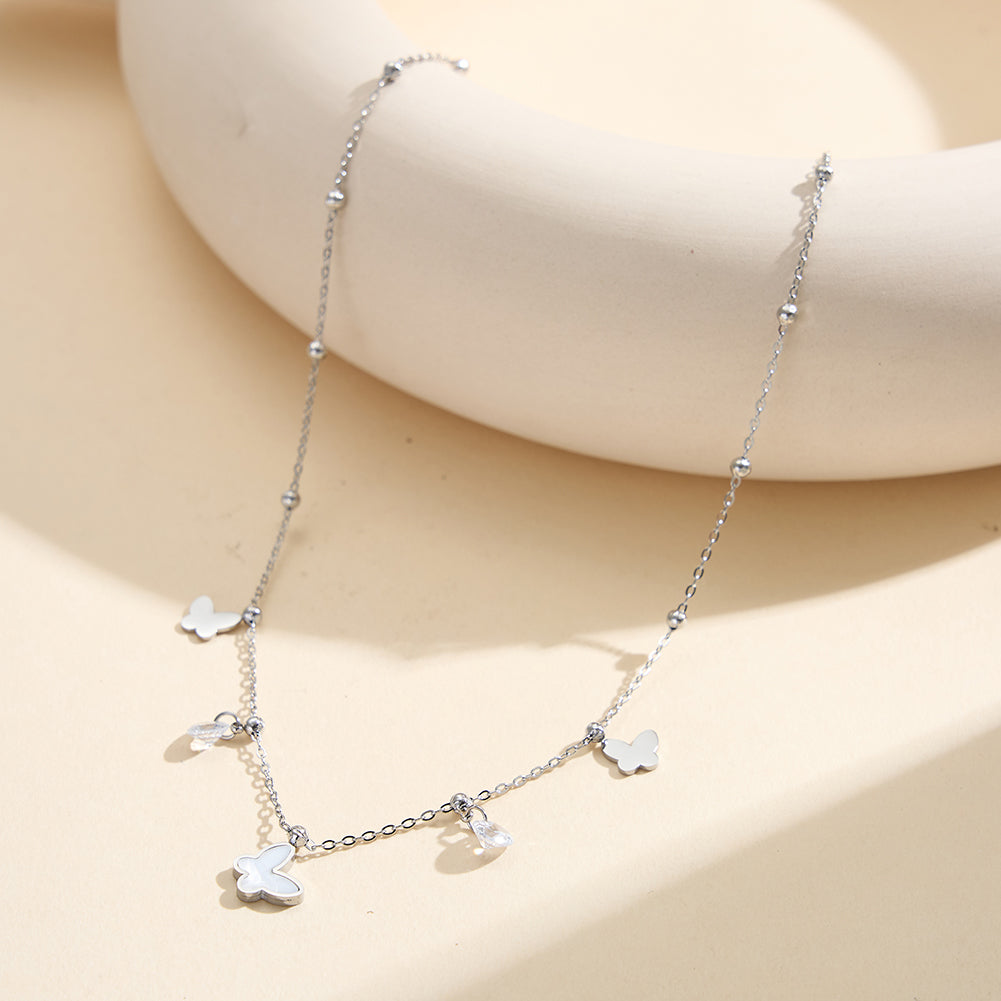 Aura Celestial // Multi-Charm Mother of Pearl & CZ Butterfly Necklace