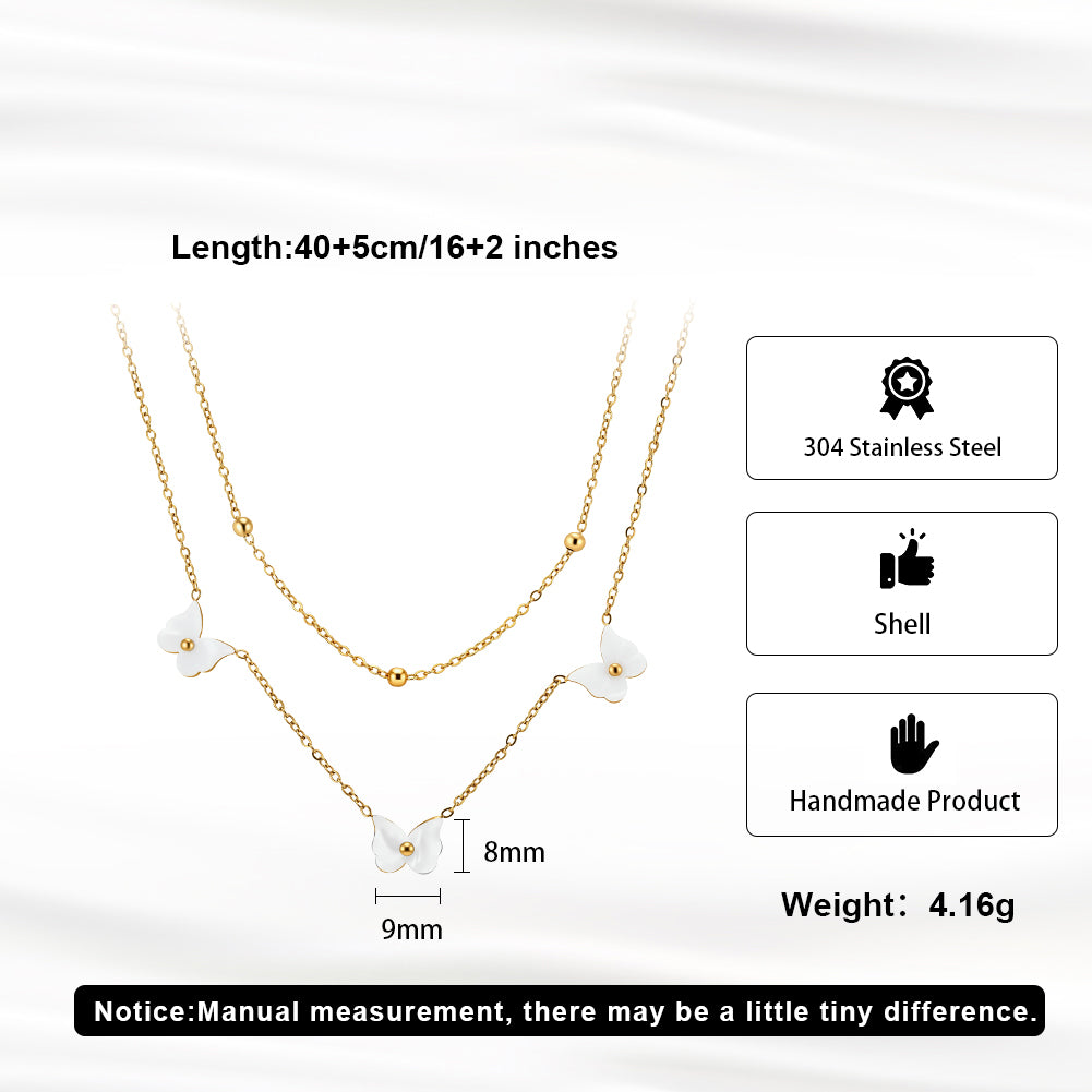 Aura Celestial // Double-Layer Butterfly & Bead Chain Necklace