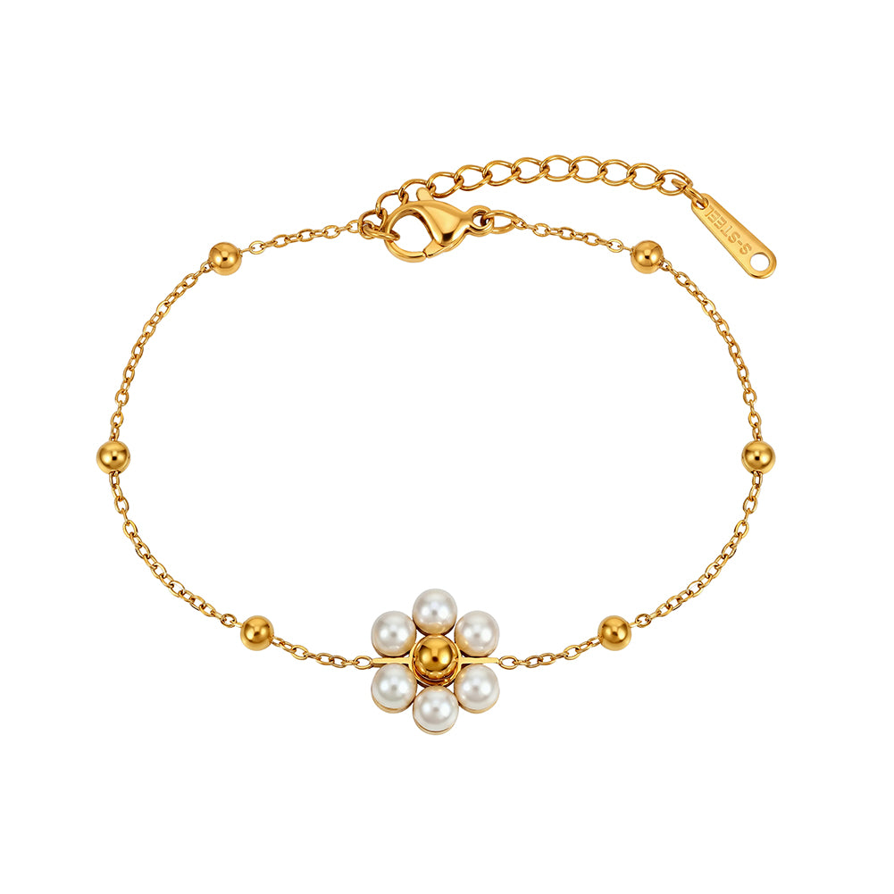 Aura Blossom // Sculptural Pearl Blossom Bead Bracelet