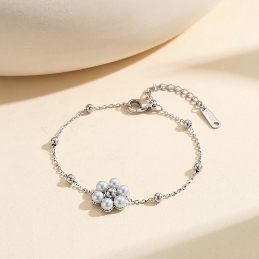 Aura Blossom // Sculptural Pearl Blossom Bead Bracelet