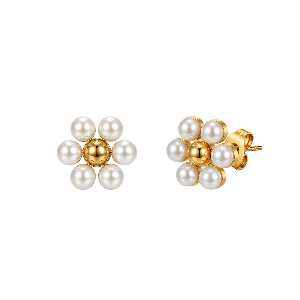 Aura Blossom // Sculptural Pearl Blossom Stud Earrings