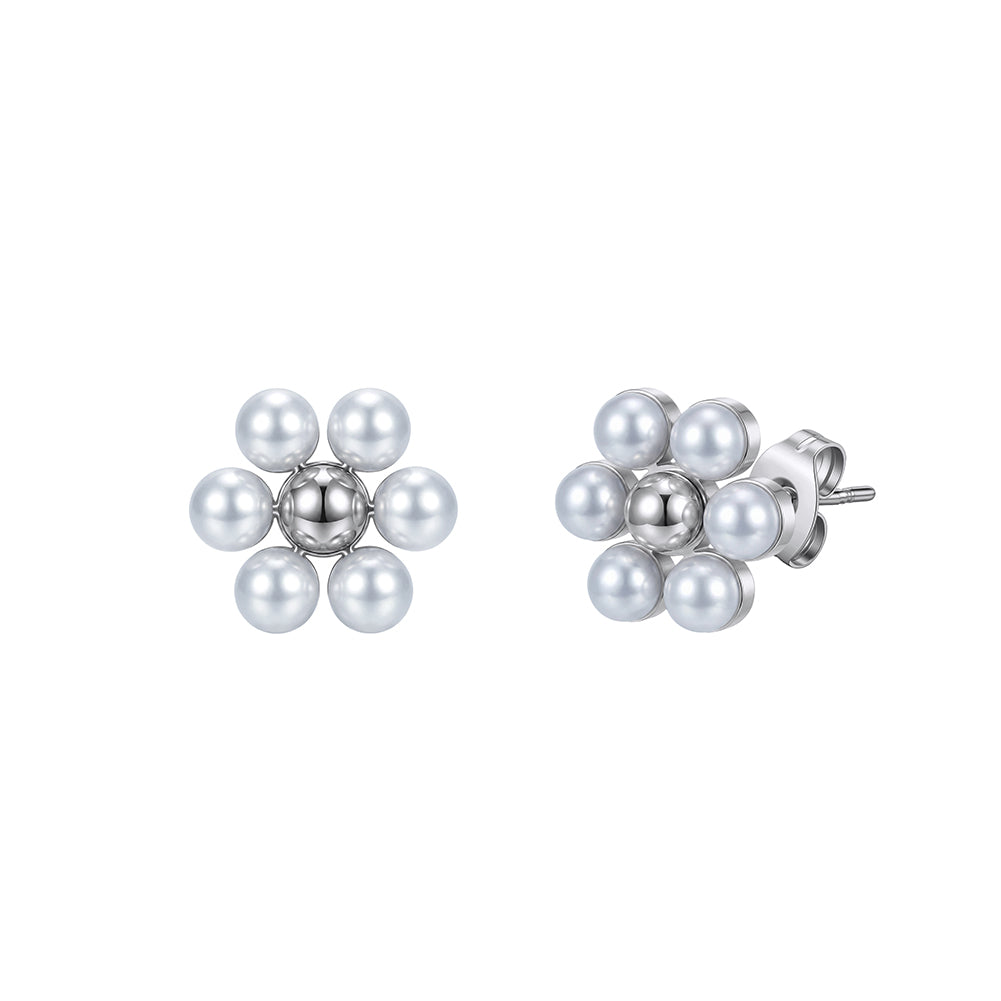 Aura Blossom // Sculptural Pearl Blossom Stud Earrings