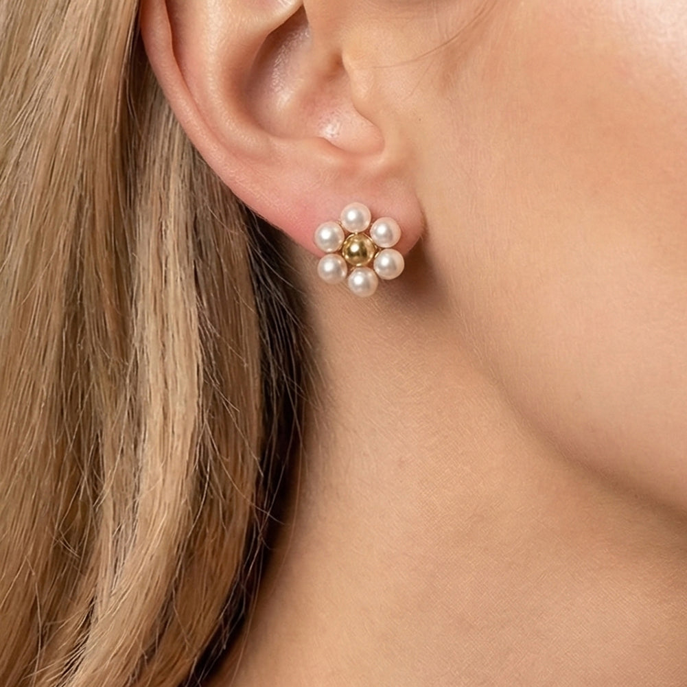 Aura Blossom // Sculptural Pearl Blossom Stud Earrings