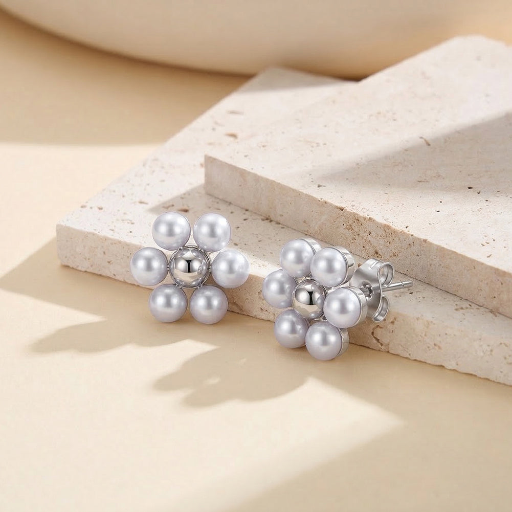 Aura Blossom // Sculptural Pearl Blossom Stud Earrings