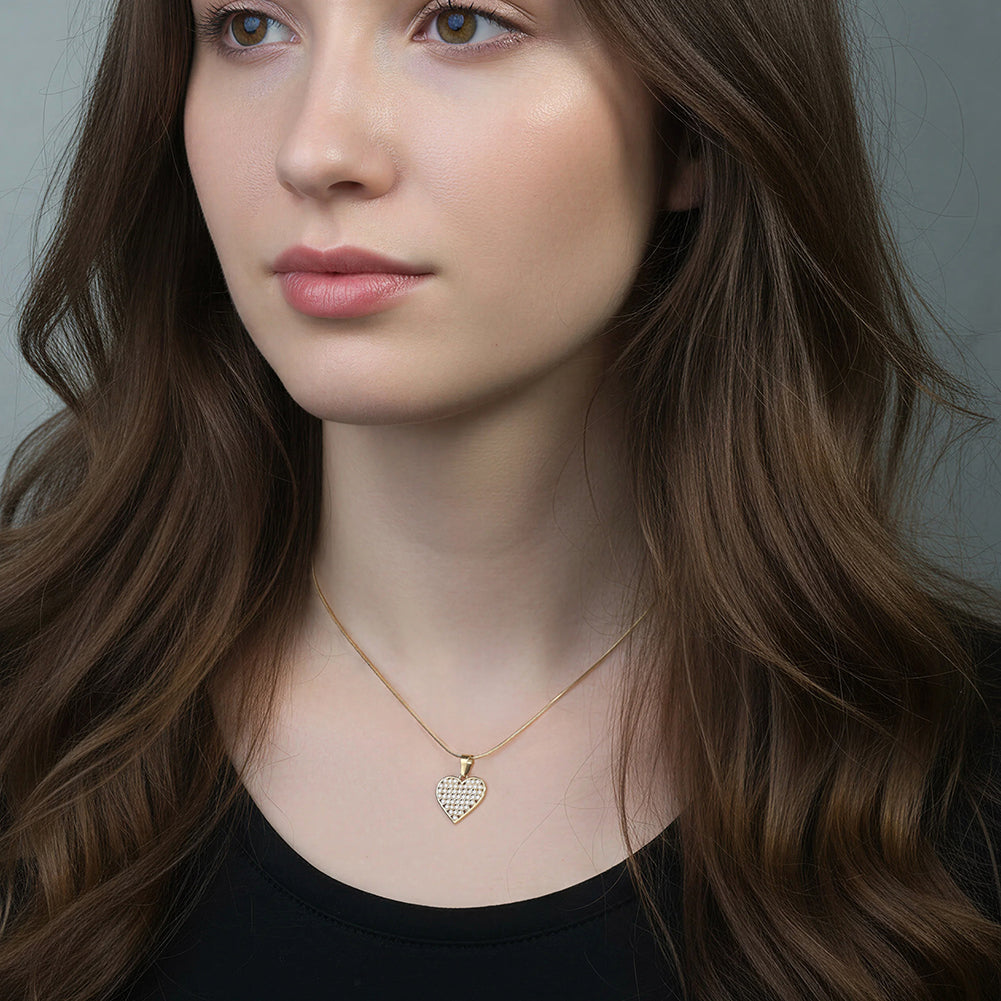 Dainty Micro-Pavé Shell Pearl Heart Pendant Necklace