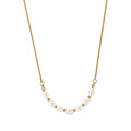 Dainty Natural Freshwater Pearl & Gold Bead Station Necklace