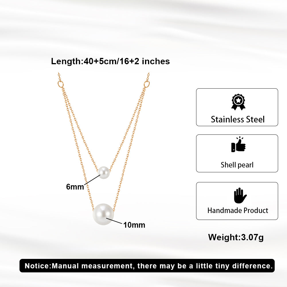Chic Double-Layer Graduated Shell Pearl Station Necklace