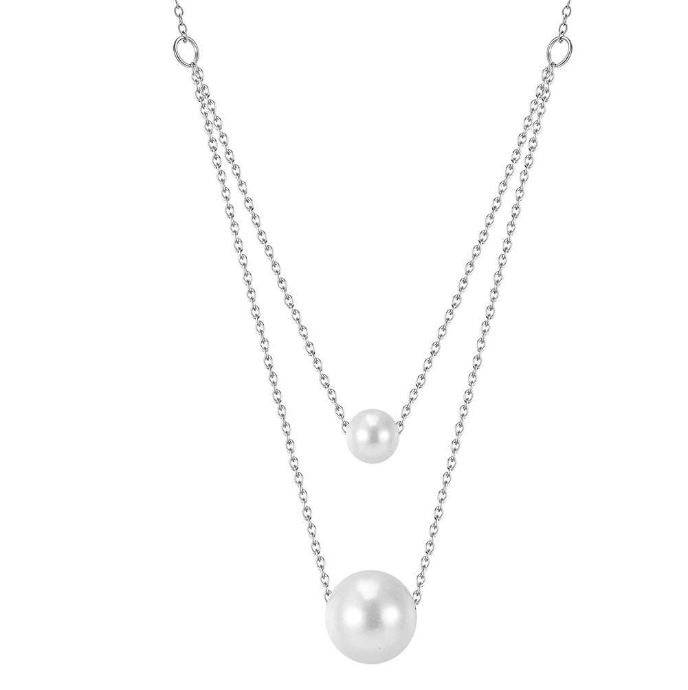 Chic Double-Layer Graduated Shell Pearl Station Necklace