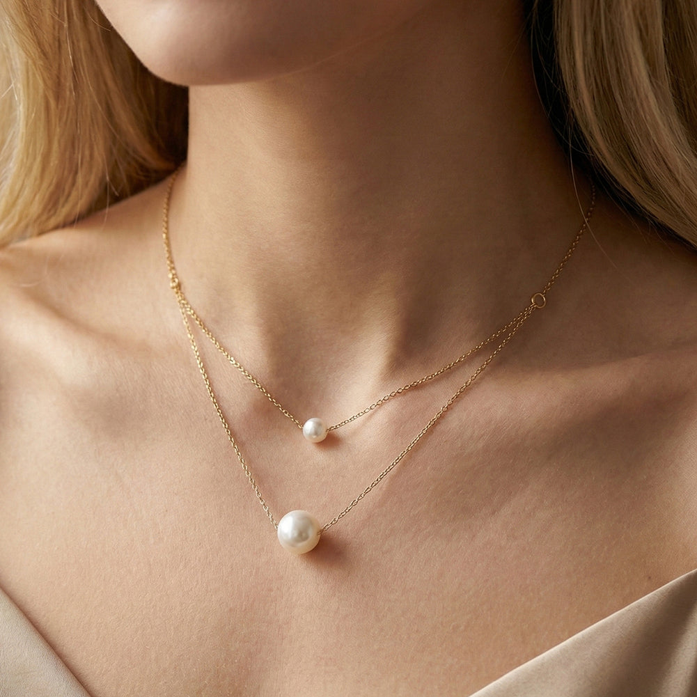 Chic Double-Layer Graduated Shell Pearl Station Necklace