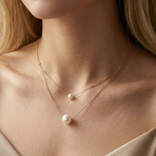 Chic Double-Layer Graduated Shell Pearl Station Necklace